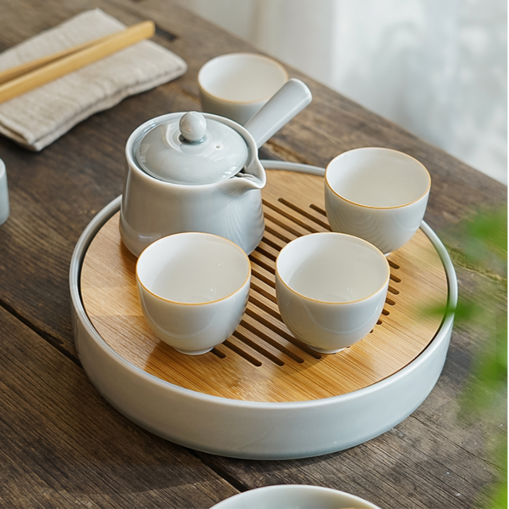 다기세트 다도 다구 소프트 그레이 차그루