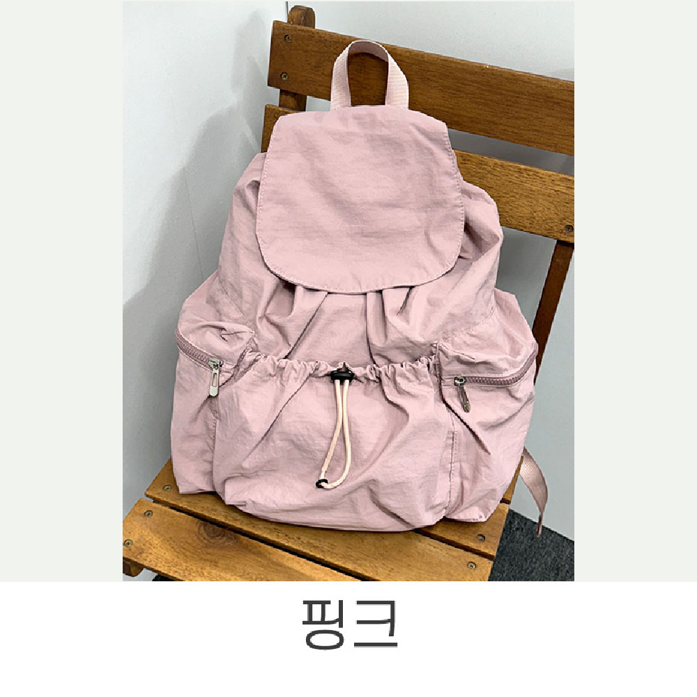 대학생 여대생 백팩 가벼운 나일론 스트링포켓 백팩 엄마 나들이 외출 초경량 백팩 가방 이미지 6
