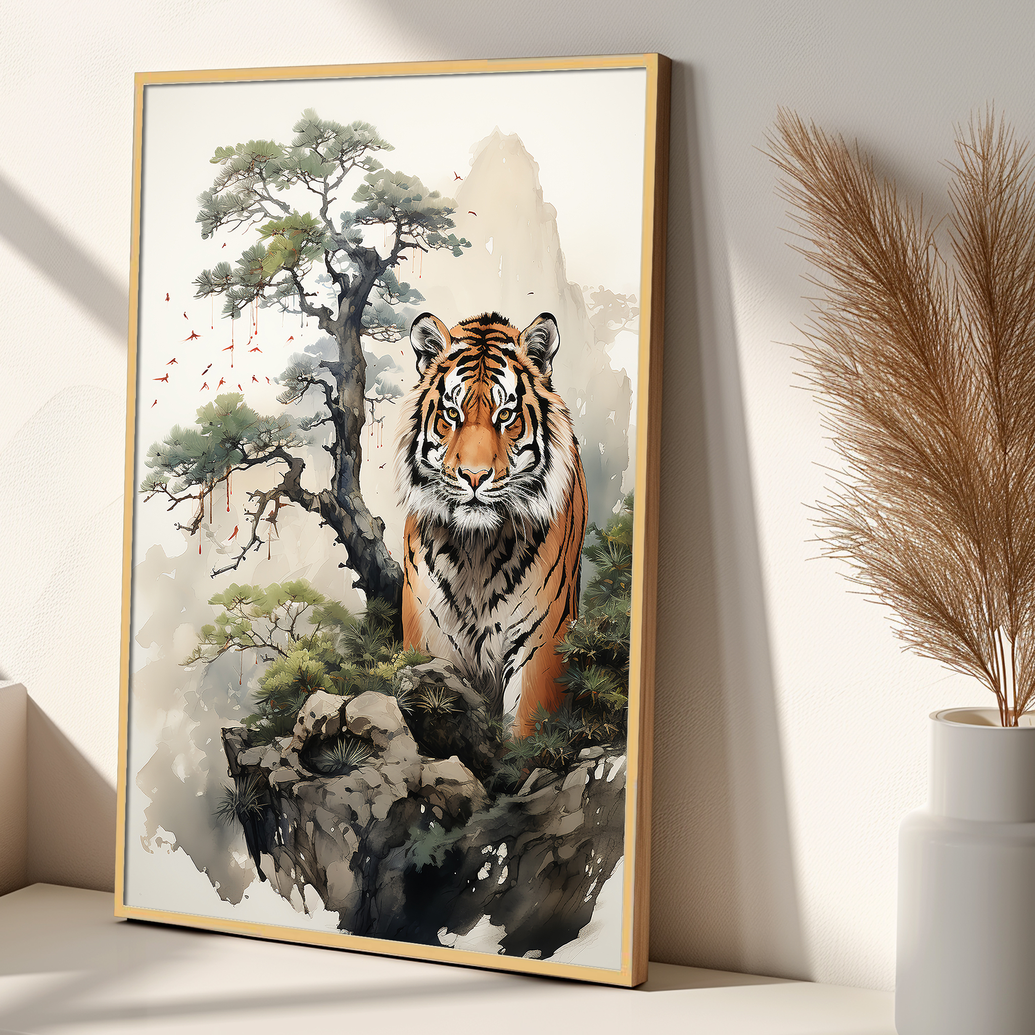 태극 호랑이 80x80cm 무광골드 알루미늄액자 호랑이그림 - 상세 이미지 5