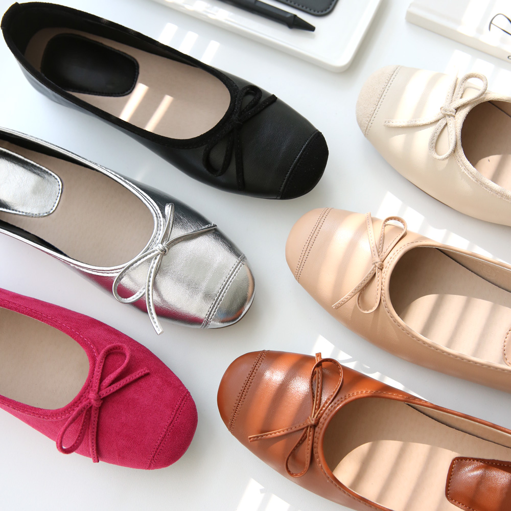 발편한플랫 여성 빅사이즈 리본플랫 가죽 스웨이드 쿠션