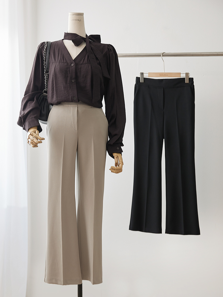 먼데이 고탄력 심플 세미부츠컷 슬랙스 - 상세 이미지 4