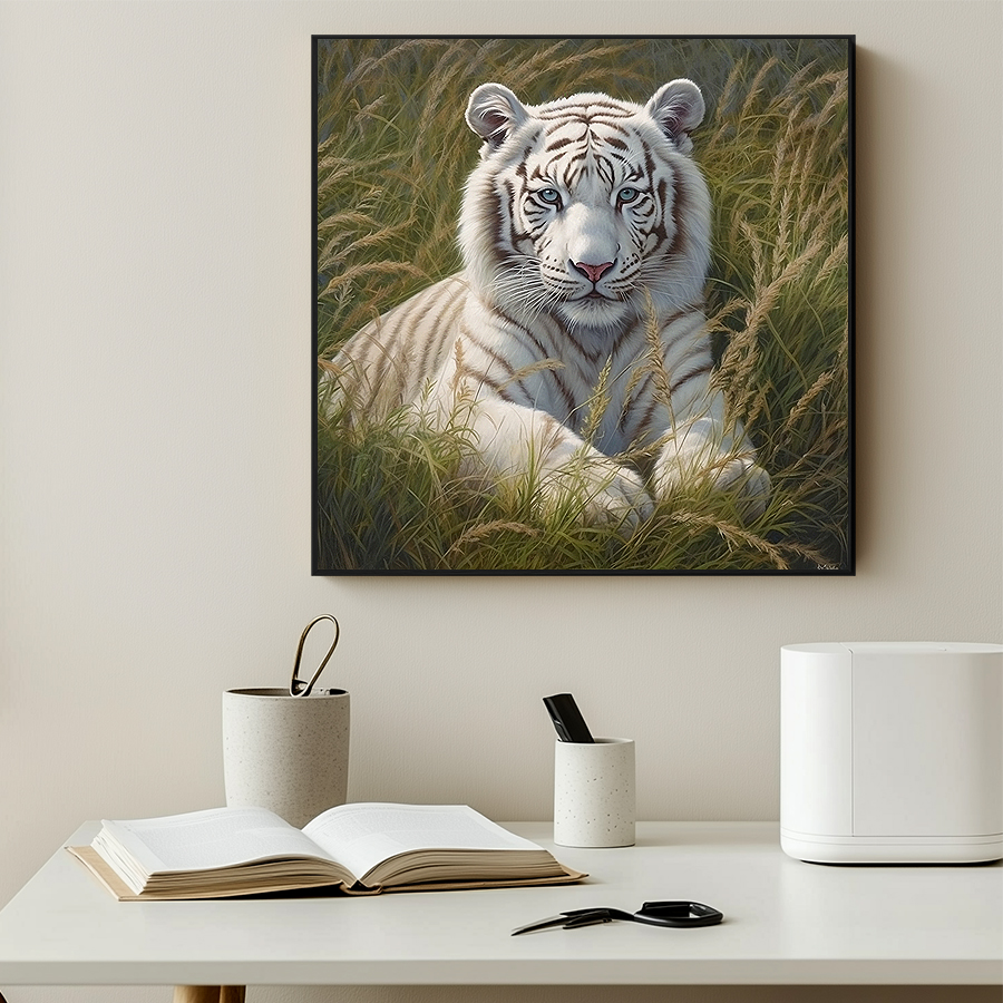 태극 호랑이 80x80cm 무광골드 알루미늄액자 호랑이그림 - 상세 이미지 2