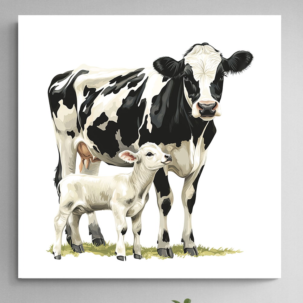 웃는아기소 80x80cm 캔버스액자 소그림 - 상세 이미지 3