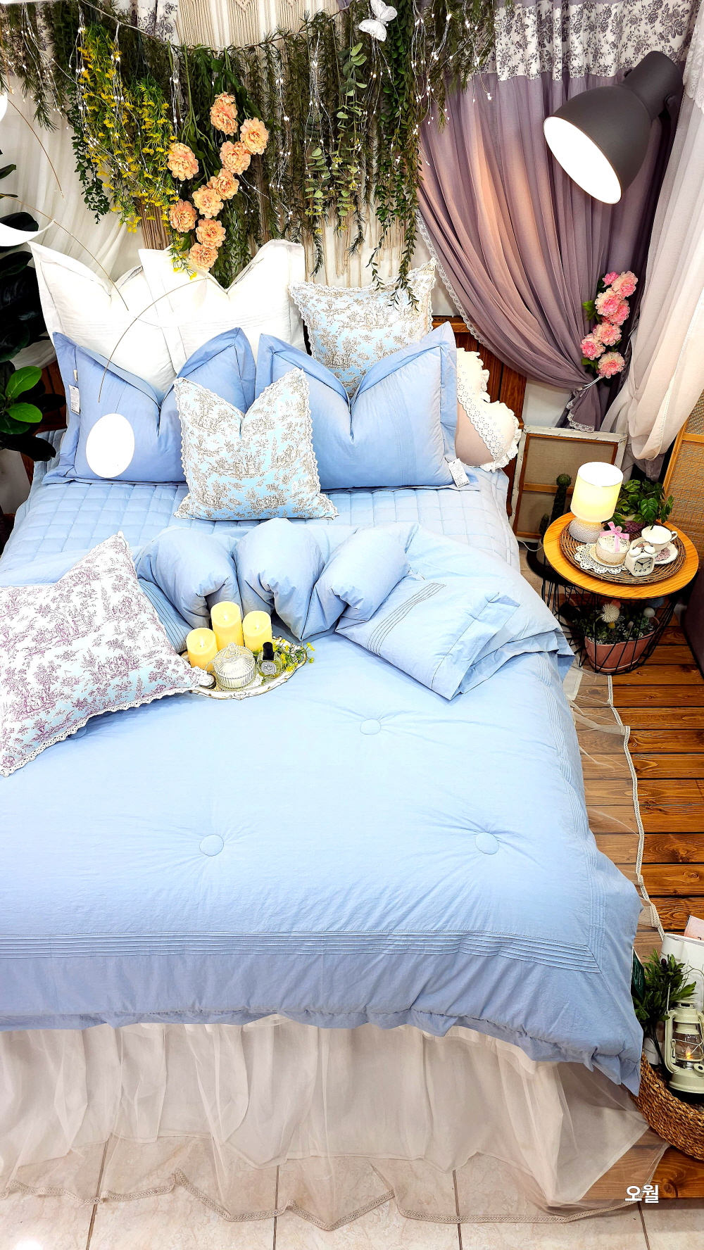 혼수 신혼 겨울 호텔이불 호텔침구 라지킹침구세트 침구류 하늘