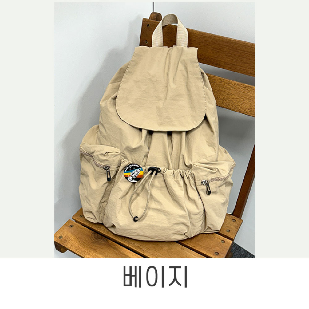 대학생 여대생 백팩 가벼운 나일론 스트링포켓 백팩 엄마 나들이 외출 초경량 백팩 가방 - 상세 이미지 4