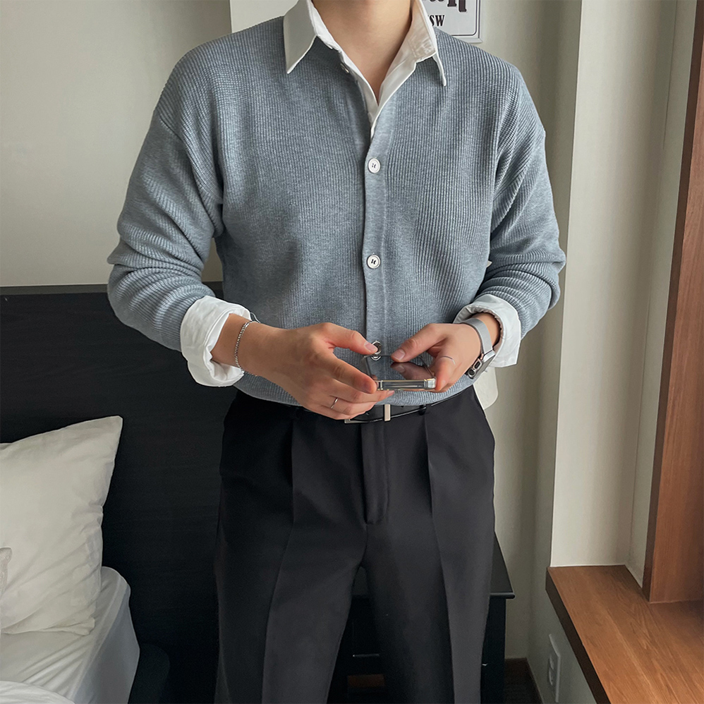 1+1 남자라운드가디건 워셔블가디건 - 상세 이미지 2