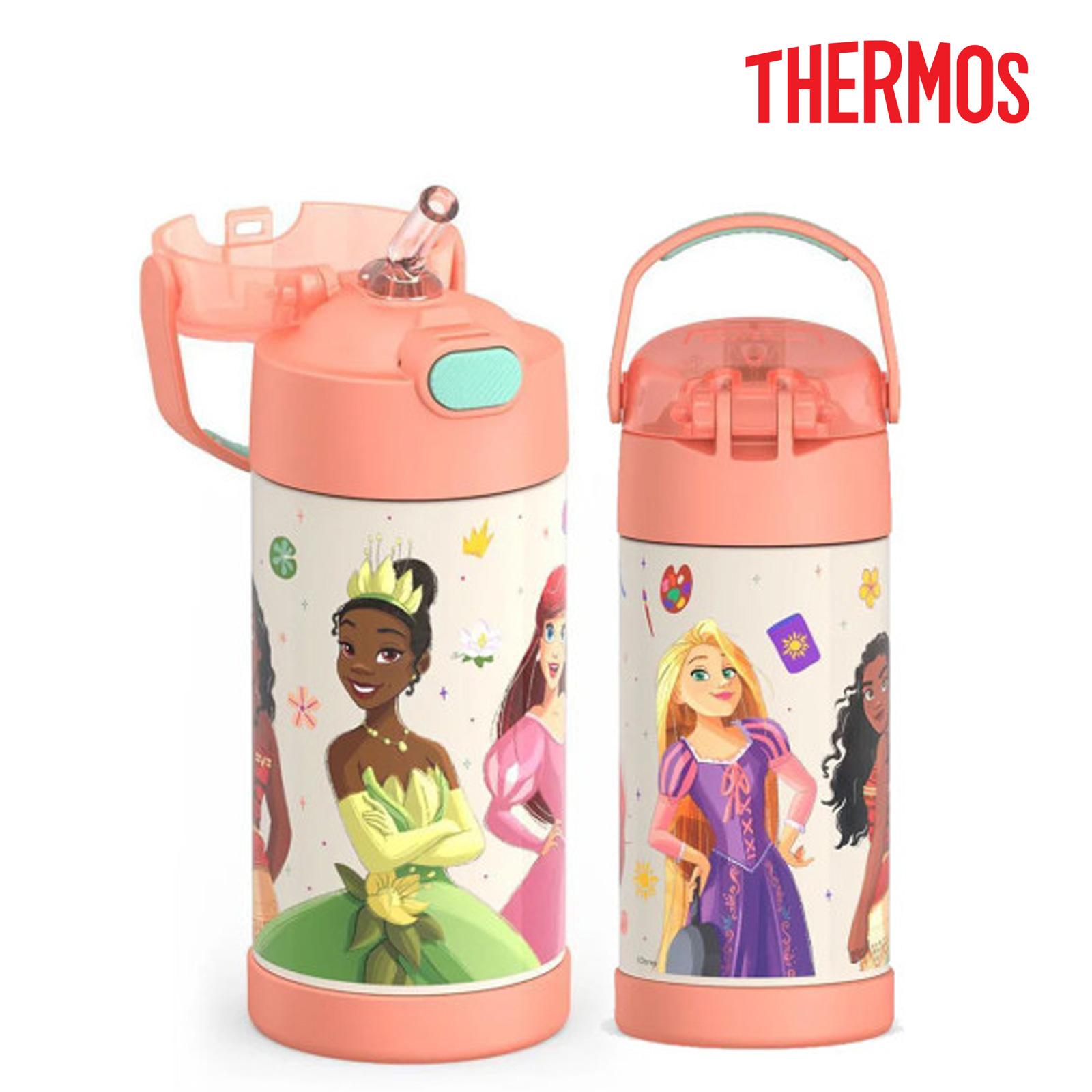 써모스 공주 캐릭터 보냉 빨대 보온병 355ml