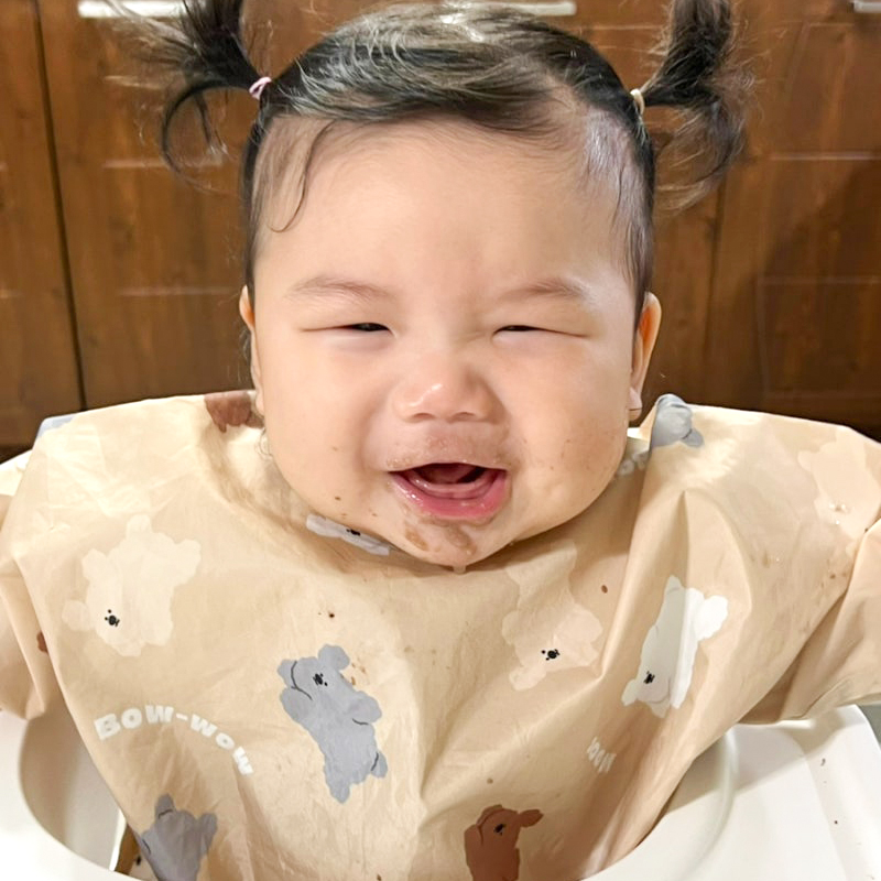 꼬맹이팩토리 유아 아기 긴팔 턱받이 방수 입는 턱받이 이유식 가운 촉감놀이 자기주도 이미지 8