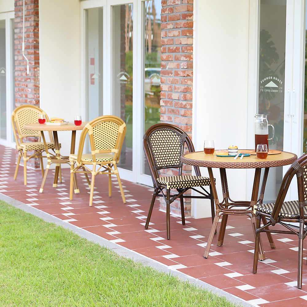 베네토 라탄 원형테이블 엔틱 야외용 정원 카페 테라스 아웃도어 테이블