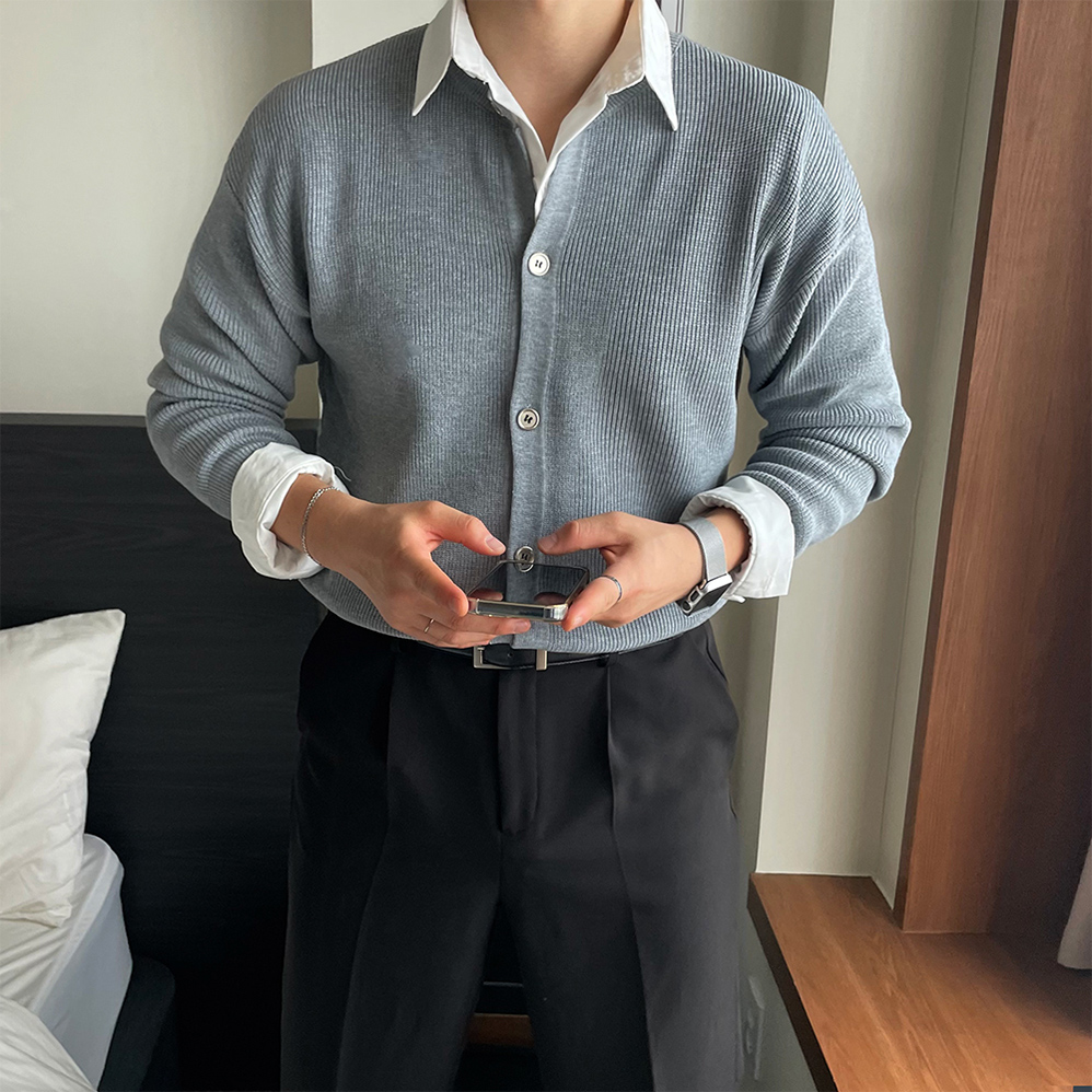 남자라운드가디건 워셔블가디건 오버핏가디건 - 상품 이미지