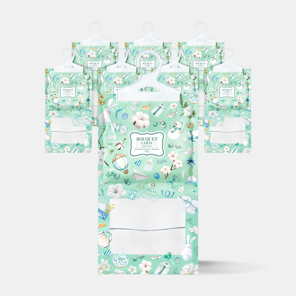 [8개입] 부케가르니 퍼퓸드 습기제거제 제습제 소프트코튼 향 150g