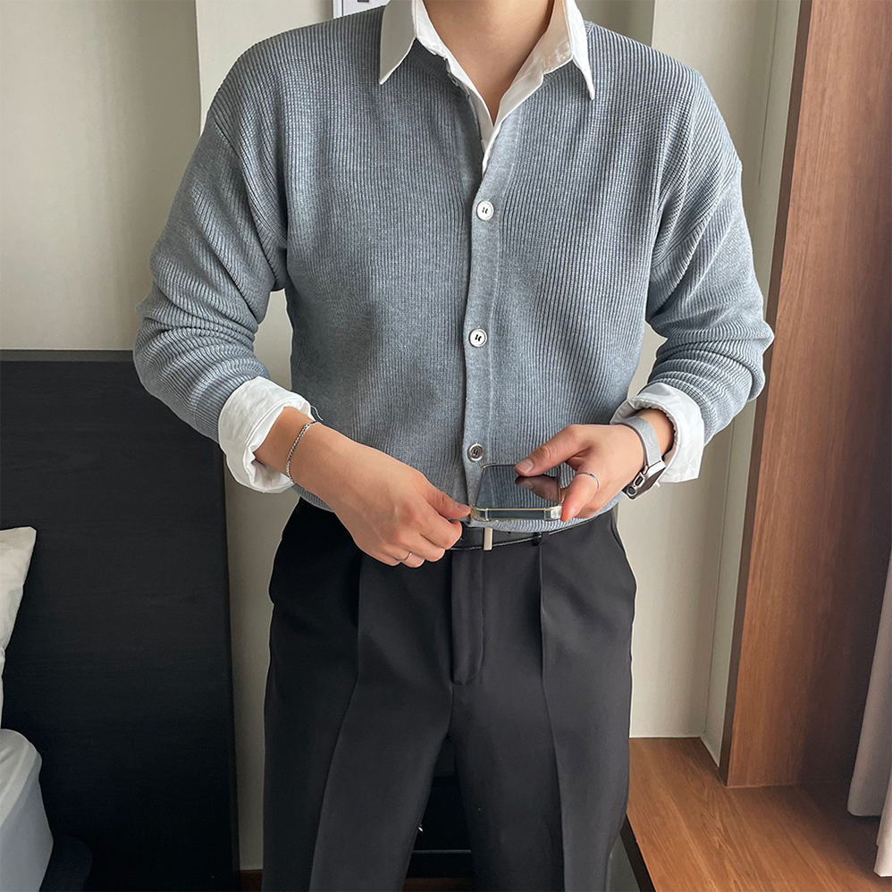 1+1 남자라운드가디건 워셔블가디건 - 상세 이미지 3