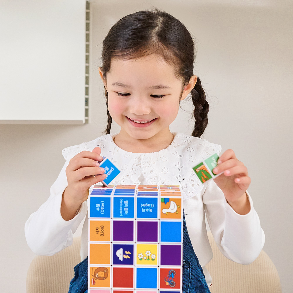 i100 브레인러닝 사각 큐브 자석블럭 유아 교구 어린이 장난감 A형 32피스, 혼합