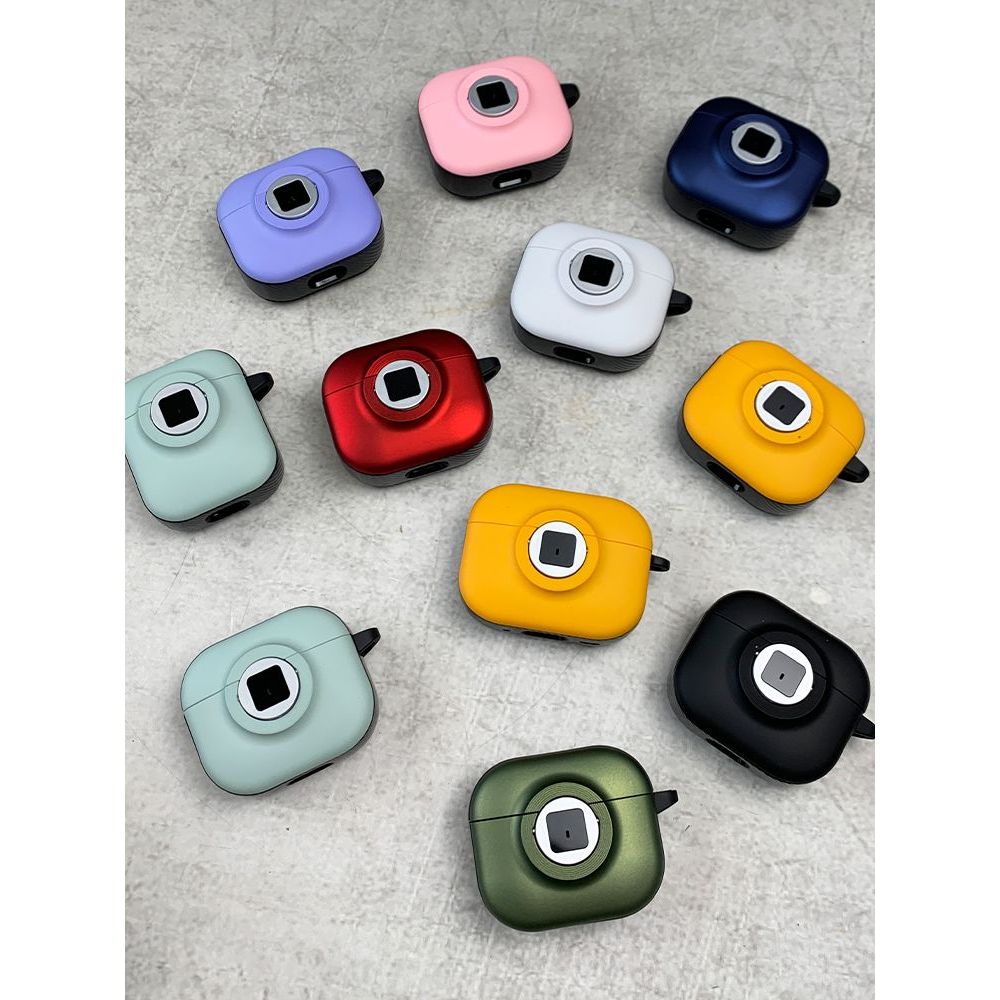 에어팟4 케이스 레트로 카메라 폴라로이드 카본 커버 마카롱 그린  폴라로이드 스타일 AirPods 4세대(2024년 모델) - 상품 이미지