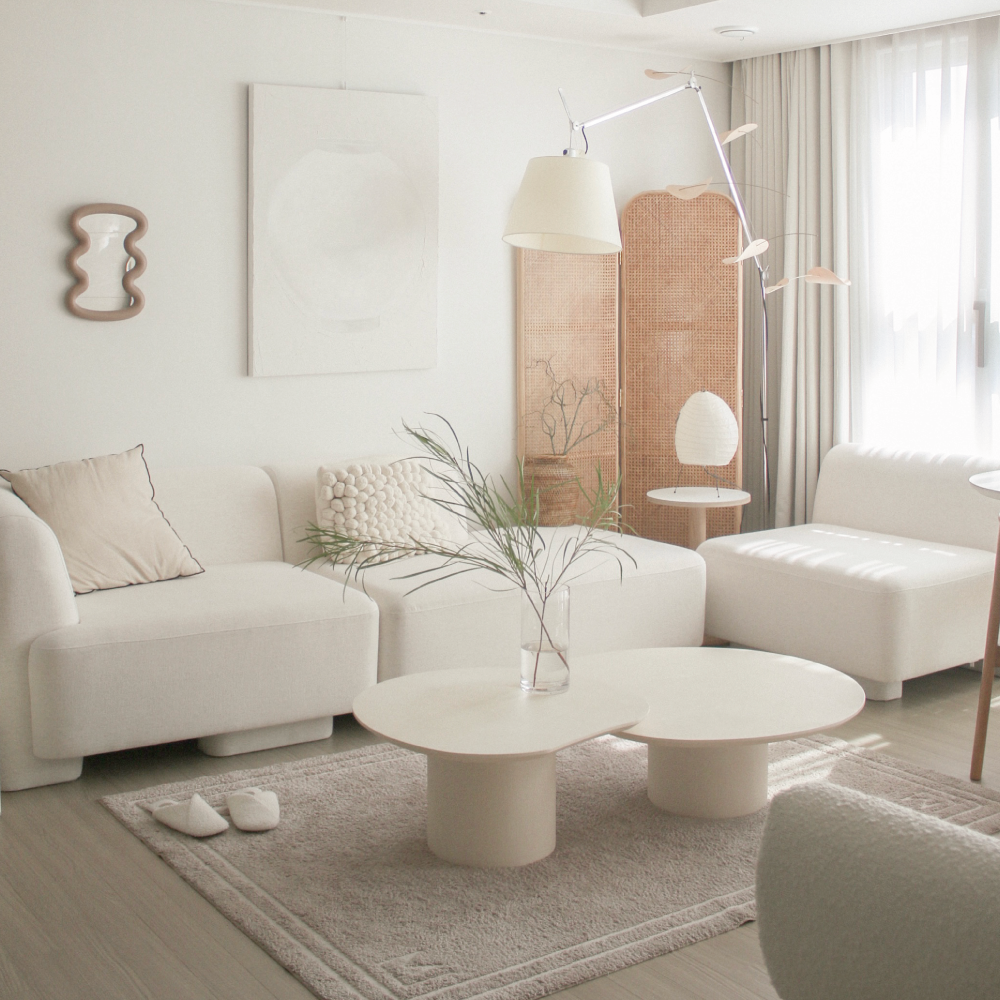 마네모네 린넨 패브릭 모듈 4.5인용 카우치 소파