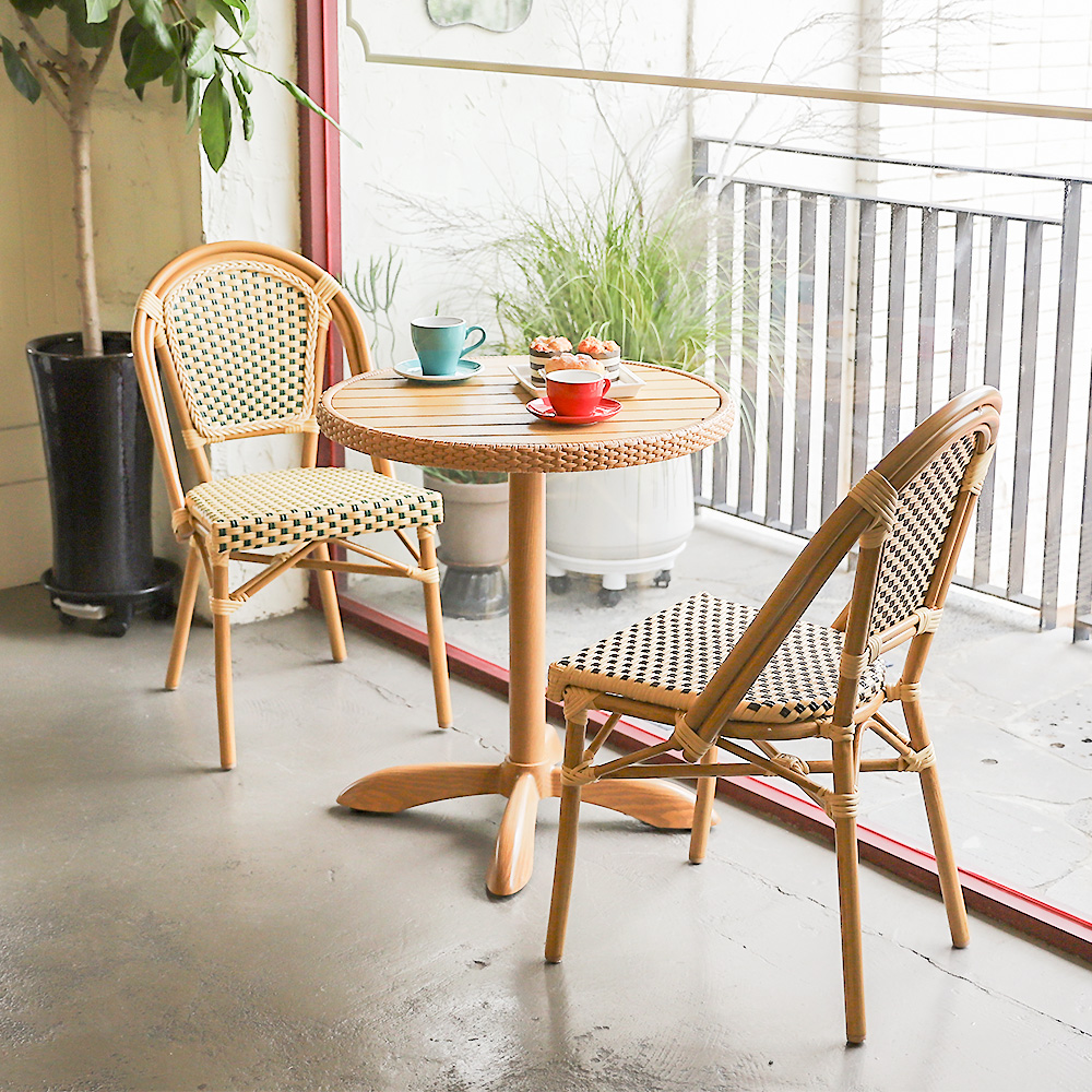 (2인세트) 카페 라탄야외테이블세트 테라스 정원 라탄야외의자(마르케 단다 브라운)