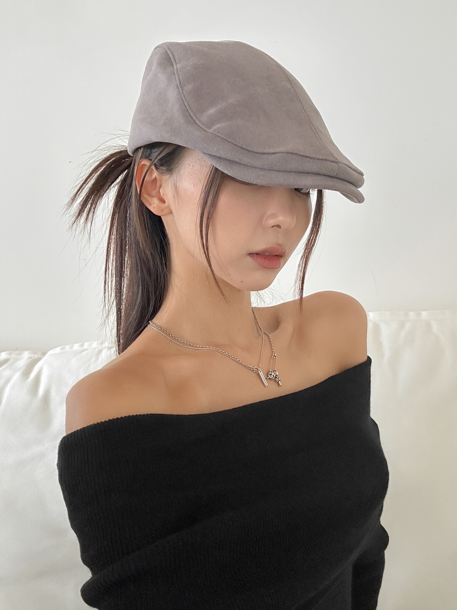 웨이디 무지 스웨이드 헌팅캡 모자 5color 상세 이미지 2