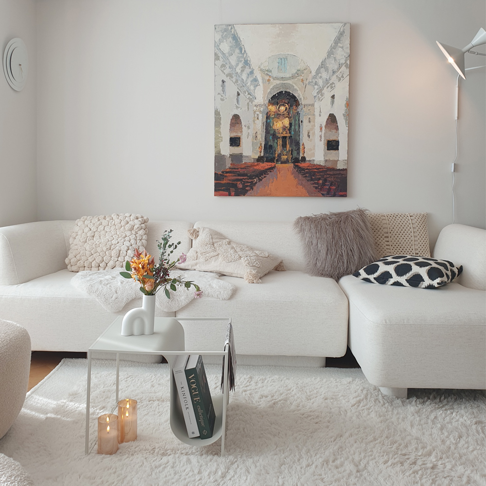 마네모네 린넨 패브릭 모듈 4.5인용 카우치 소파