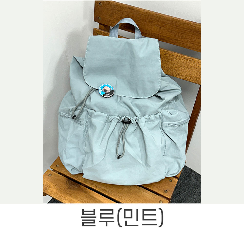 대학생 여대생 백팩 가벼운 나일론 스트링포켓 백팩 엄마 나들이 외출 초경량 백팩 가방 - 상세 이미지 3