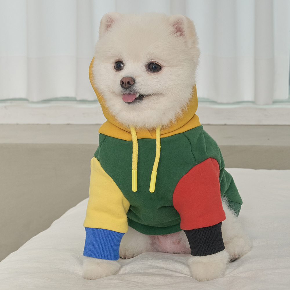 강아지옷 애견의류 반려견 중형 대형견 가을옷 기모 컬러풀 후드티셔츠 2XL - 상세 이미지 3