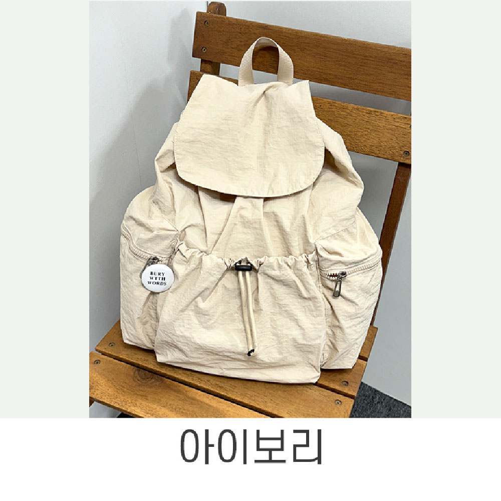 대학생 여대생 백팩 가벼운 나일론 스트링포켓 백팩 엄마 나들이 외출 초경량 백팩 가방 - 상세 이미지 5