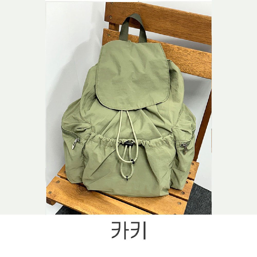 대학생 여대생 백팩 가벼운 나일론 스트링포켓 백팩 엄마 나들이 외출 초경량 백팩 가방 - 상세 이미지 2
