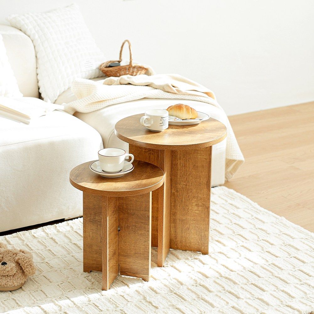 제제 원형 협탁 테이블 우드 소파 사이드 테이블 S/M