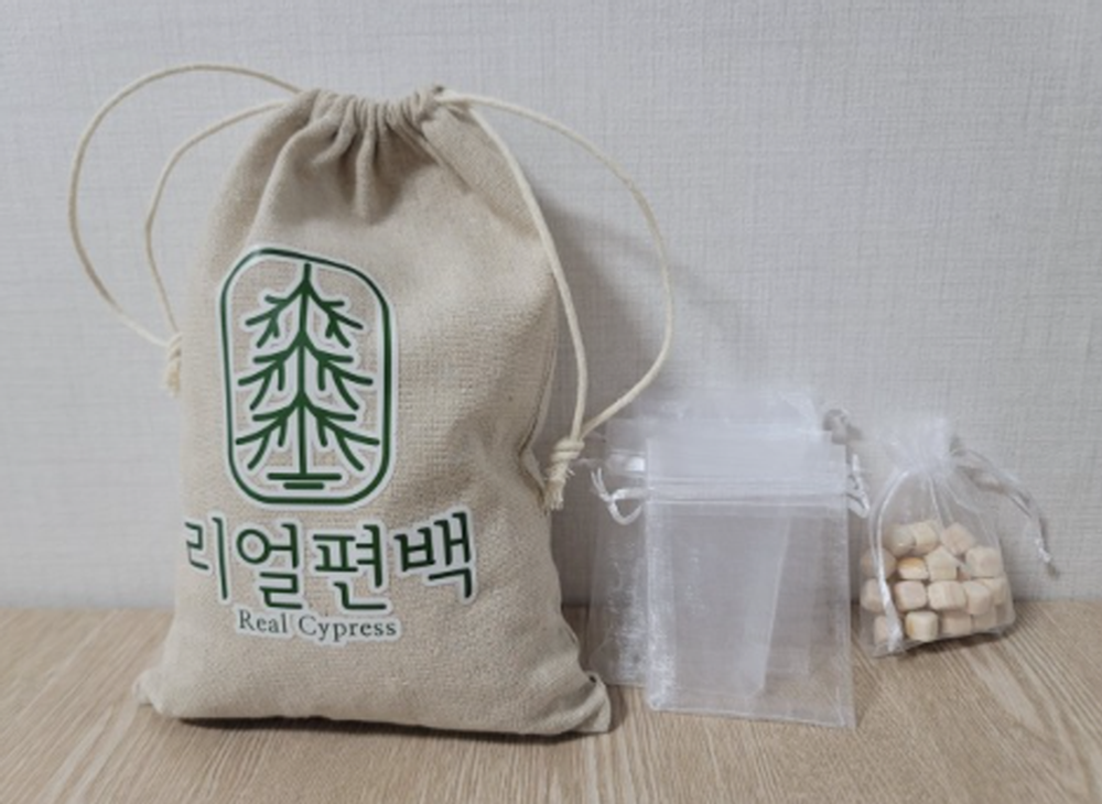 편백나무큐브 400g + 린넨파우치 + 망주머니 10개