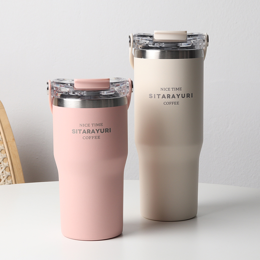 집들이선물 시타라유리 빨대 스텐텀블러 원형손잡이 600ml, 핑크, 1개 - 상세 이미지 2