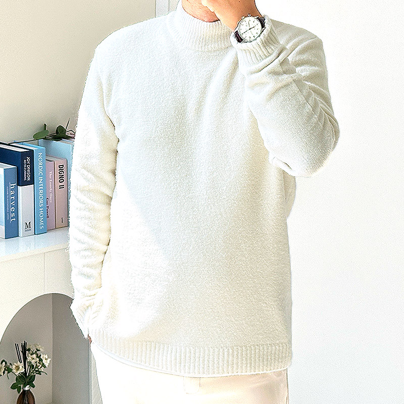 남자 니트 목폴라 반목 모크넥 울 캐시미어 빅사이즈 - 상세 이미지 2