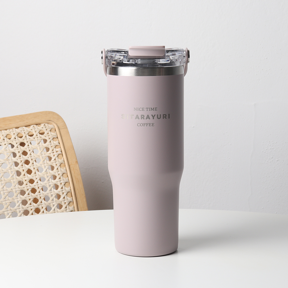 집들이선물 시타라유리 빨대 스텐텀블러 원형손잡이 900ml, 퍼플, 2개 - 상품 이미지