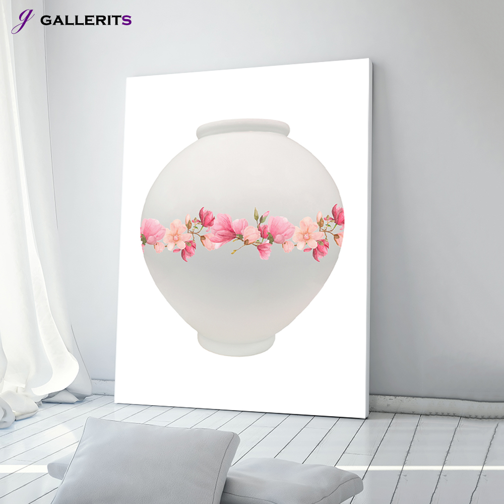 벚꽃 달항아리 인테리어 그림 꽃 액자 거실 풍수 카페 개업선물 소형