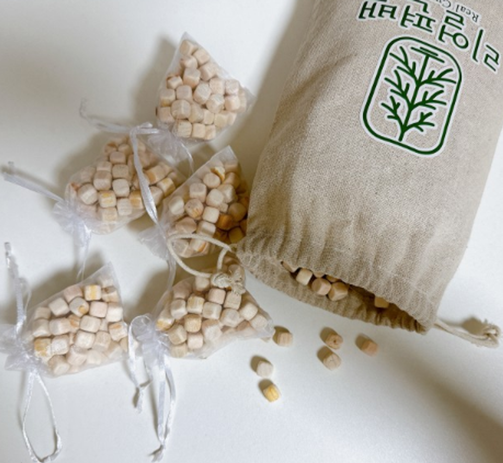 편백나무큐브 400g + 린넨파우치 + 망주머니 10개