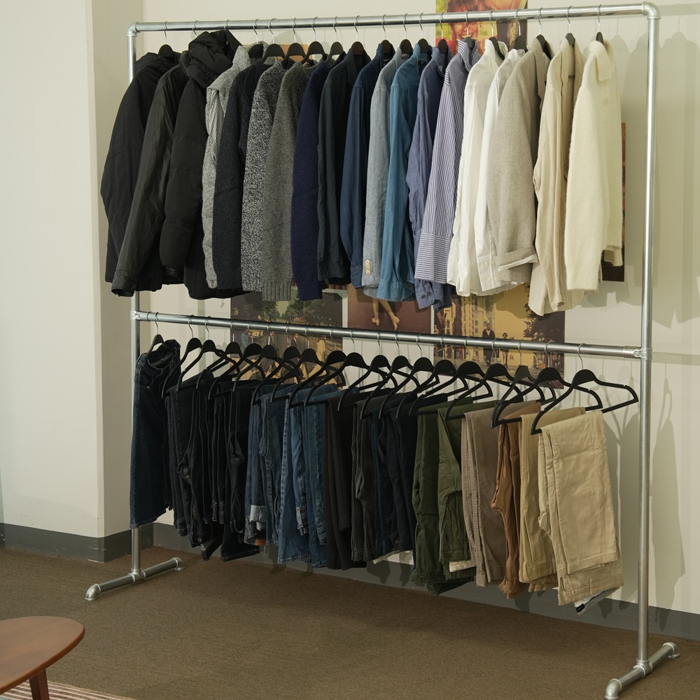 파워 행거 철제 2단 파이프 이동식튼튼한 행거 스탠드옷걸이 2층1.2x1.8