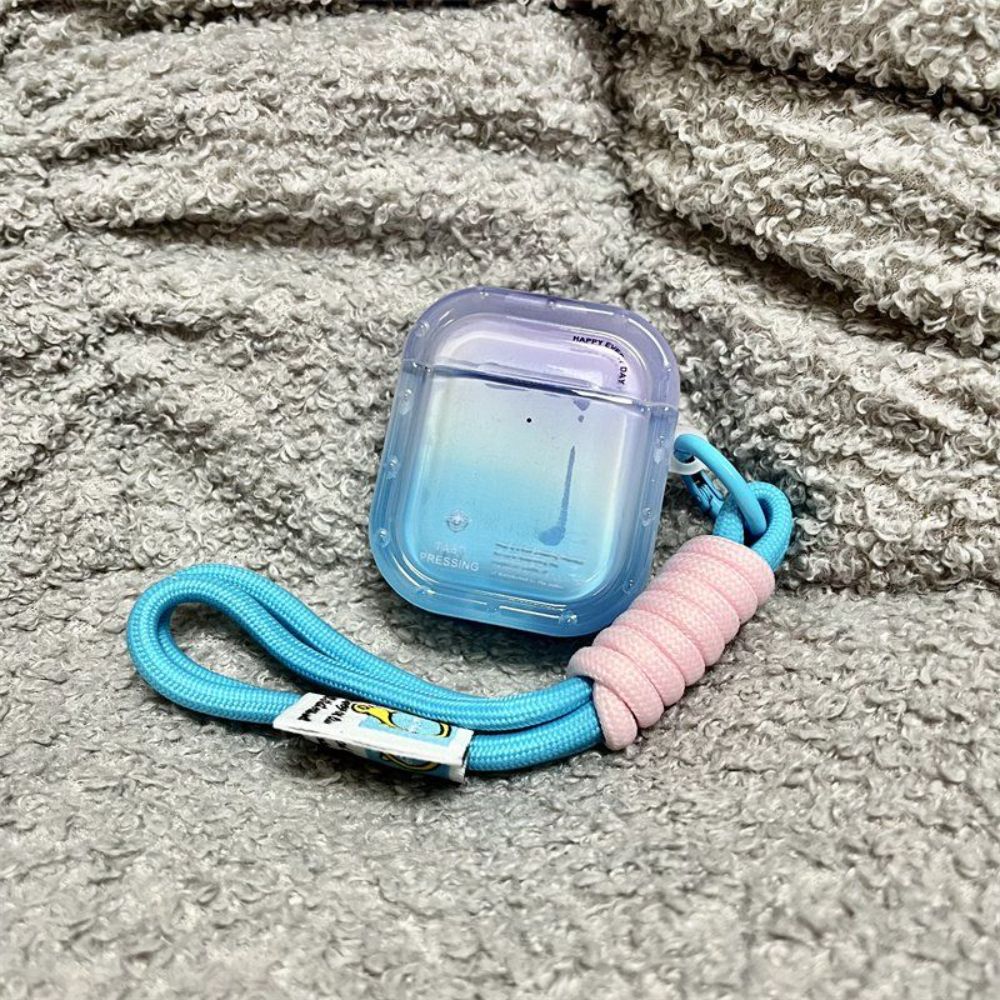 그라데이션 블루 퍼플 에어팟4 투명 케이스 로프 스트랩 Apple Airpods pro/pro2 세대 반투명  청보라색 그라데이션  +  팔찌 - 상세 이미지 2