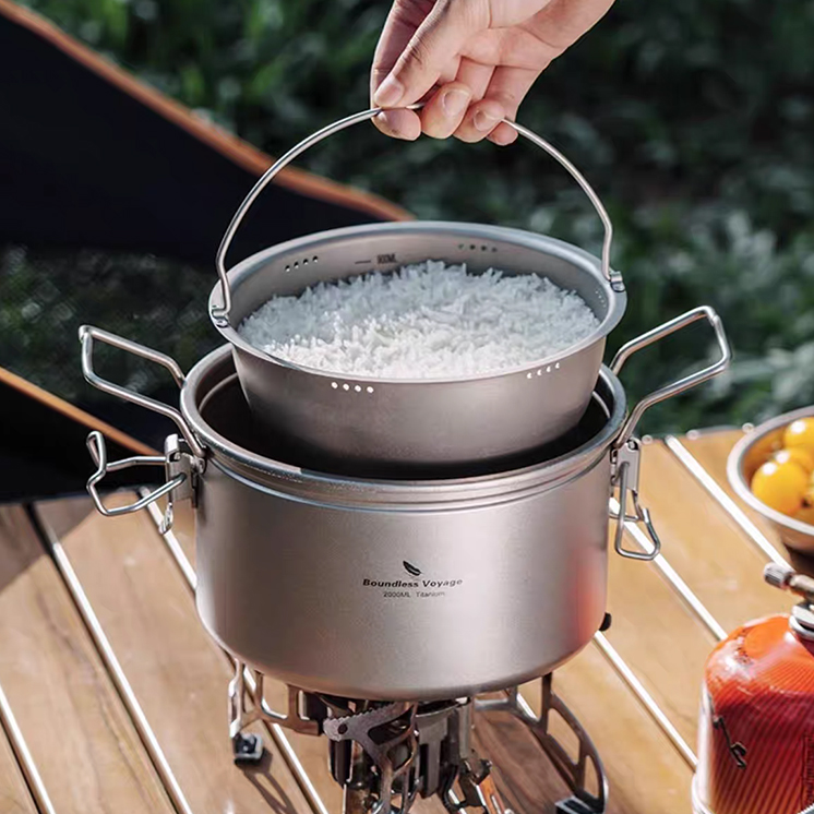 티타늄 저당밥솥 캠핑 백패킹 코펠 압력솥 찜기 친환경 초경량