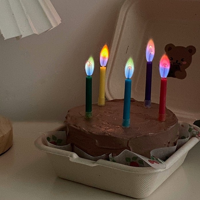 예쁜 불꽃 초 생일케이크 화려한 레인보우 캔들 촛불 양초 - 상세 이미지 2