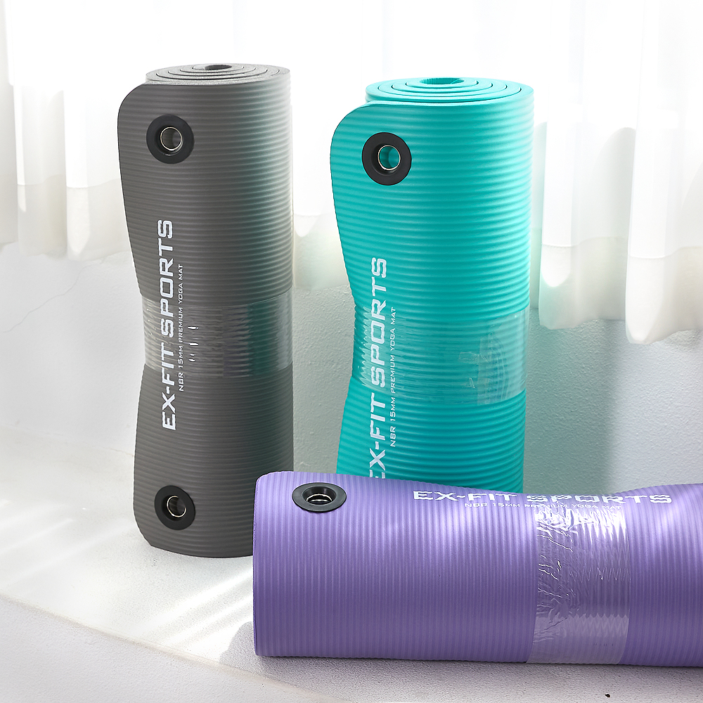 보관이 편한 벽걸이 요가매트 NBR 15mm 두꺼운 푹신한 홈트 운동매트