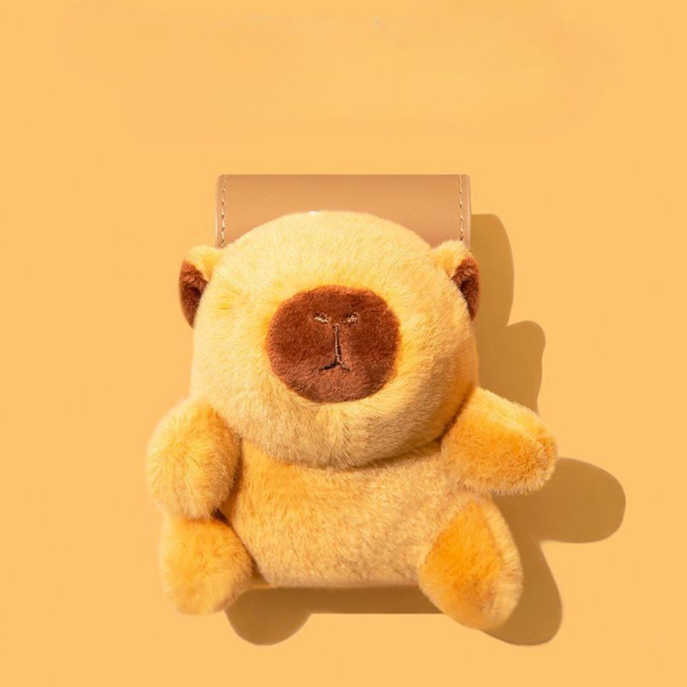 에어팟4 케이스 카피바라 인형 백팩 가죽 랜야드 니트 커버 플러시 카피바라 백팩 가죽 랜야드 애플 에어팟 프로2(2세대) - 상세 이미지 4
