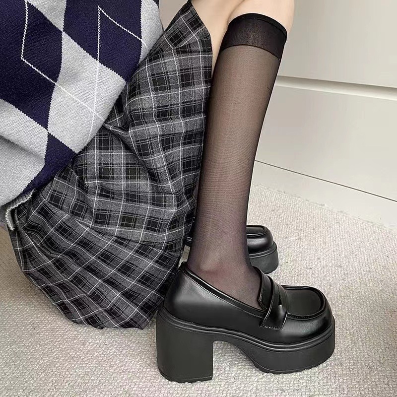 통굽 키높이 로퍼 높은 메리제인 힐 데일리 키작녀 코디 패션 방수 하이힐 2종 8cm - 상세 이미지 5