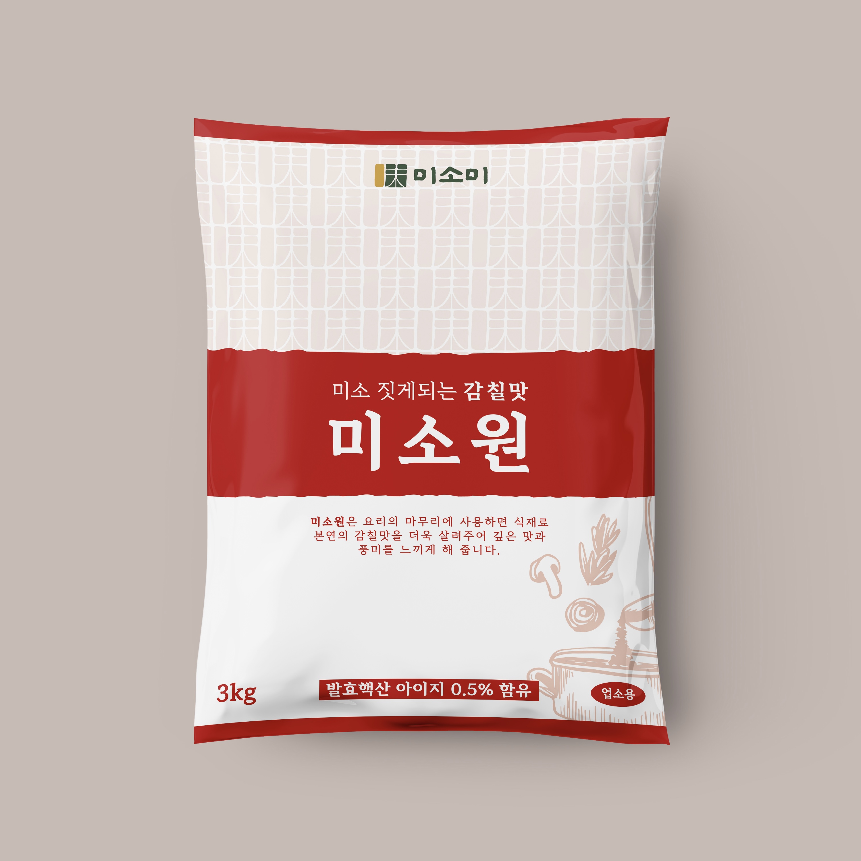미소미 미소원 조미료 대용량 업소용 식당용 핵산아이지0.5% 함유 3kg - 상품 이미지