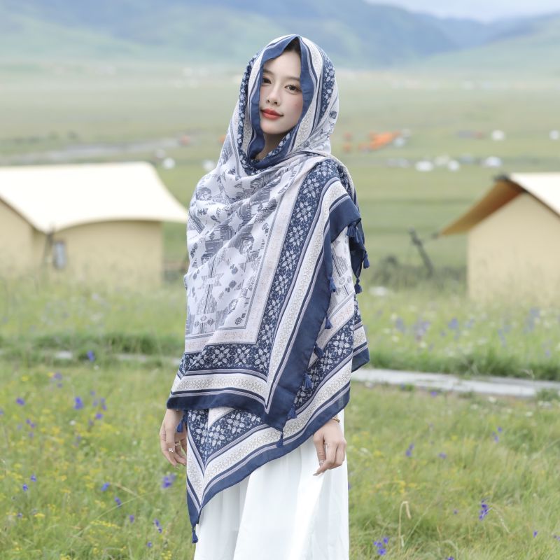 관광 스카프 대형 에스닉 사막북 면 얇은 숄 - 상세 이미지 5