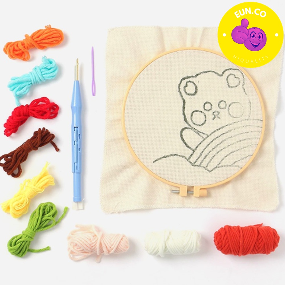 곰돌이 펀치 니들 펀칭 털실 키트 DIY 올인원 패키지 - 상품 이미지