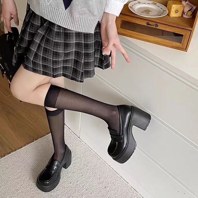 통굽 키높이 로퍼 높은 메리제인 힐 데일리 키작녀 코디 패션 방수 하이힐 2종 8cm - 상세 이미지 4