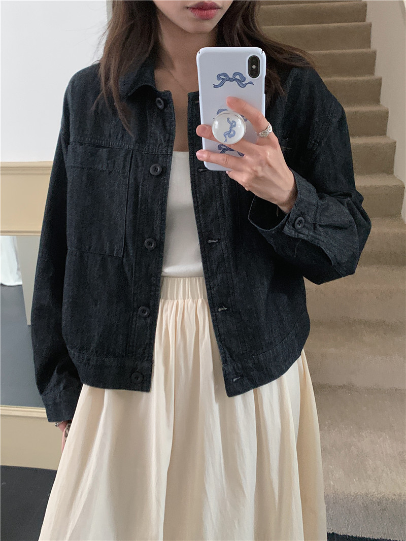크로커 카라넥 데님 포켓 코튼 생지 진청 데일리 청자켓 하객룩 자켓 - 상세 이미지 2