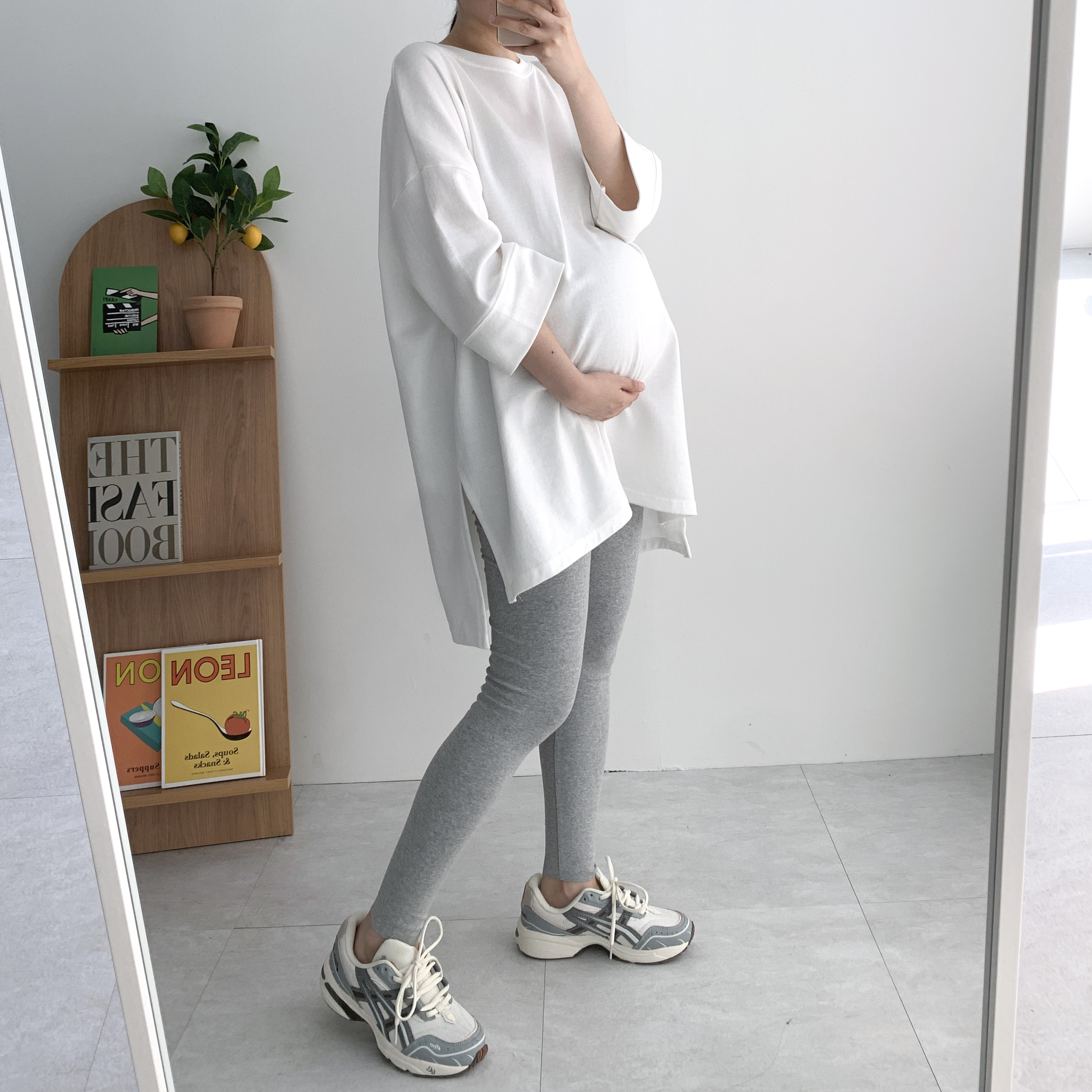 9부 박스티 임산부티 레깅스롱티 옆트임 박시핏 티셔츠 - 상세 이미지 5