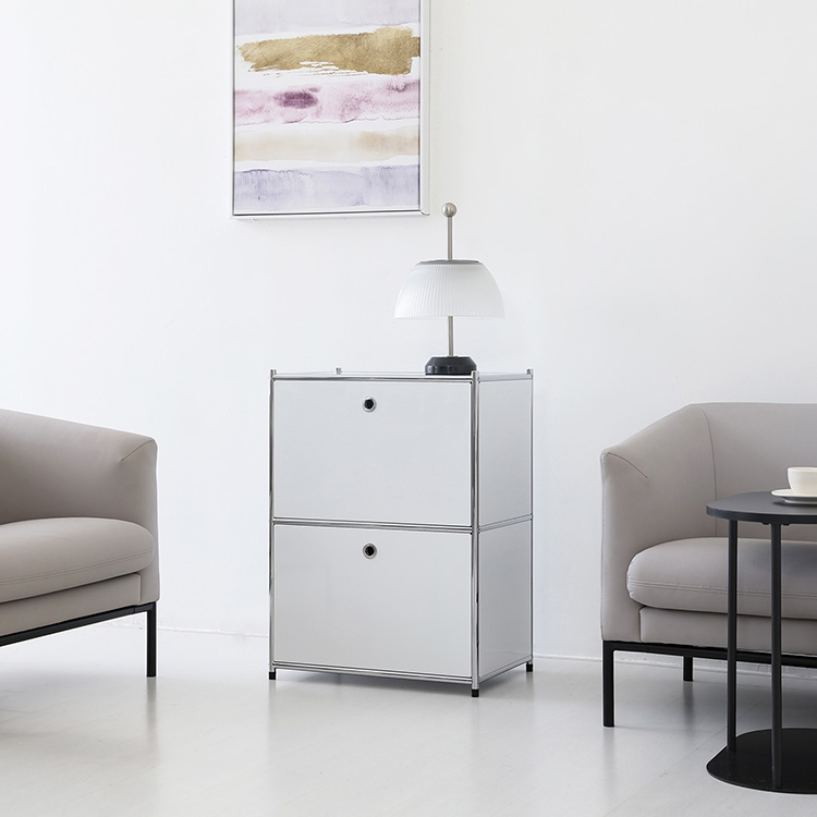 심플리 1x2 수납장 2문 BC608 600mmx400mmx850mm, 2단, 퓨어화이트 2950.8683 - 상세 이미지 4