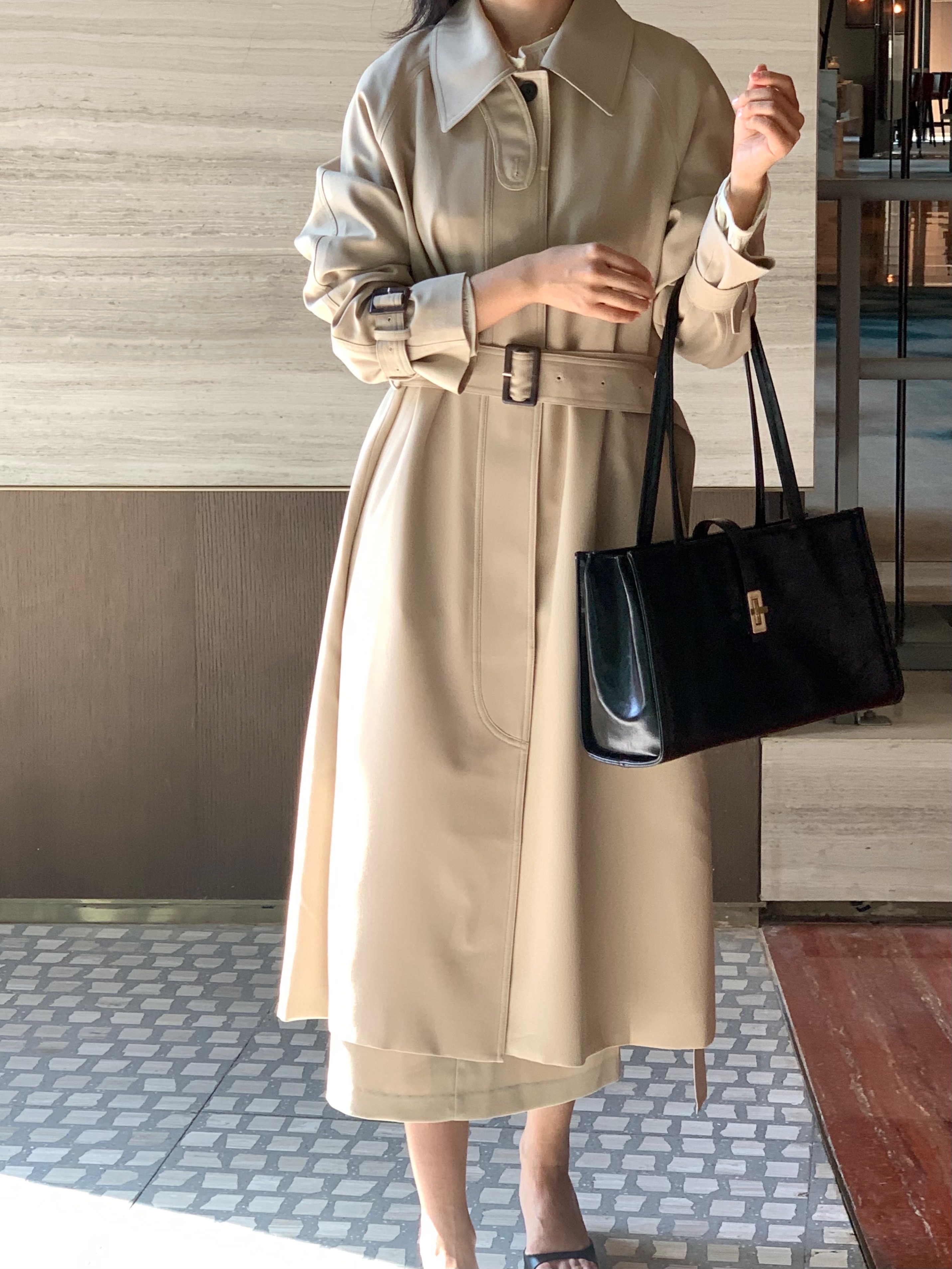 [Premium]🦋르베 카라 싱글 롱 트렌치코트 벨트 간절기아우터 바바리자켓 (2C) 상세 이미지 37