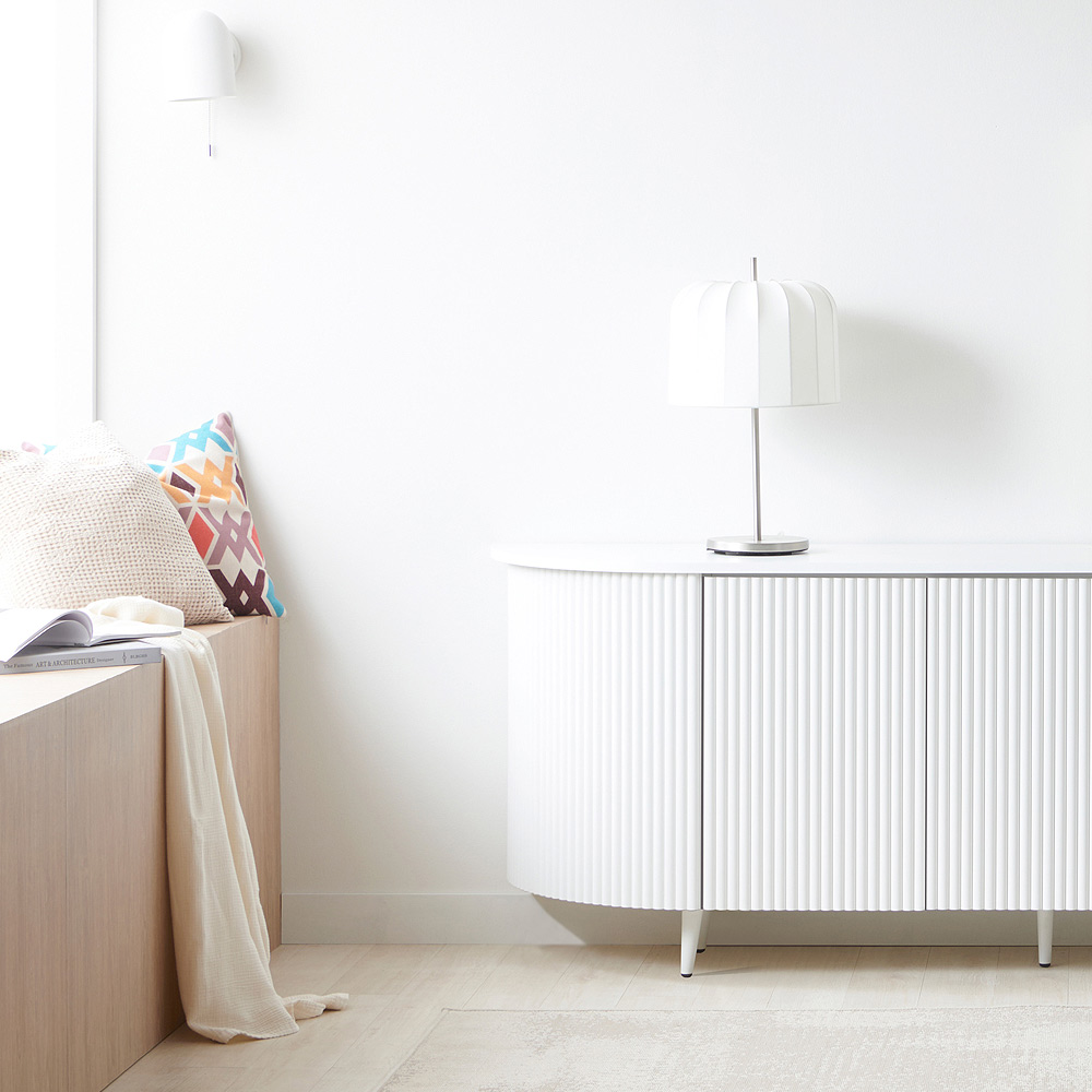 디포코 커브 템바보드 높은 TV 거실장 2000 화이트