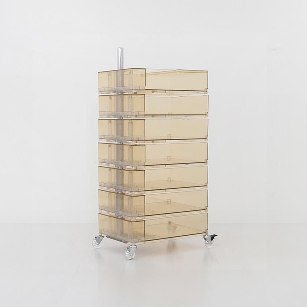 빙그리 회전서랍 트롤리 7단 투명옐로우 5528.8591